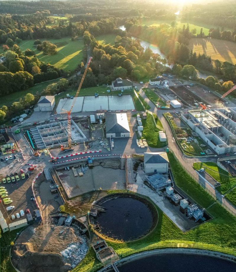 Aerial view of a building site